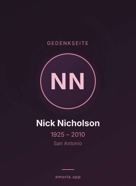 Gedenkportrait von Nick Nicholson