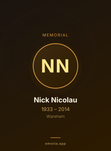 Memorial portrait of Nick Nicolau