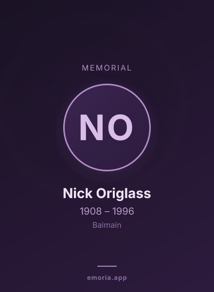 Memorial portrait of Nick Origlass