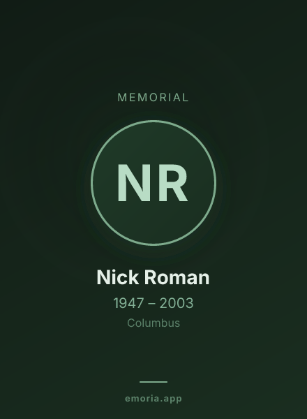 Memorial portrait of Nick Roman