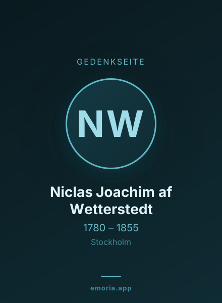 Gedenkportrait von Niclas Joachim af Wetterstedt