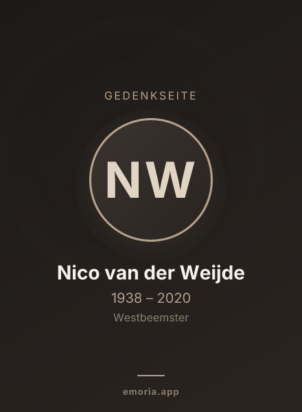 Gedenkportrait von Nico van der Weijde