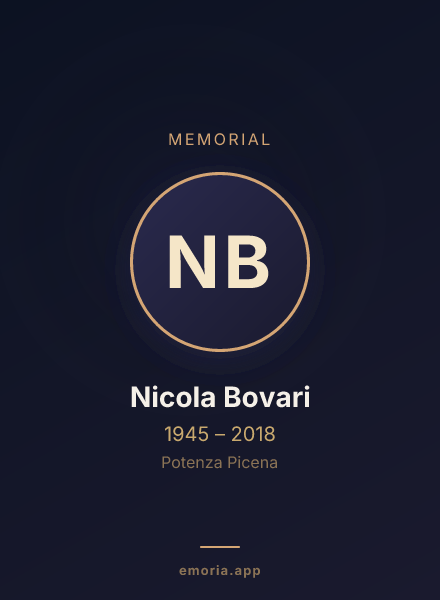Memorial portrait of Nicola Bovari