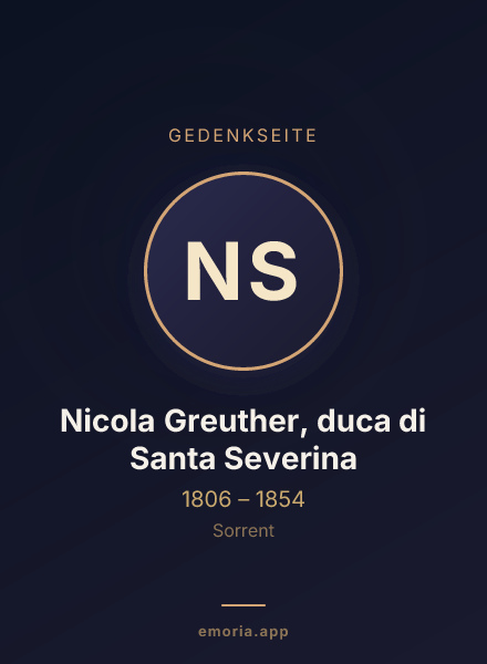 Gedenkportrait von Nicola Greuther, duca di Santa Severina