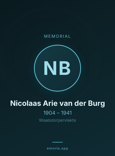 Memorial portrait of Nicolaas Arie van der Burg