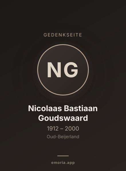 Gedenkportrait von Nicolaas Bastiaan Goudswaard