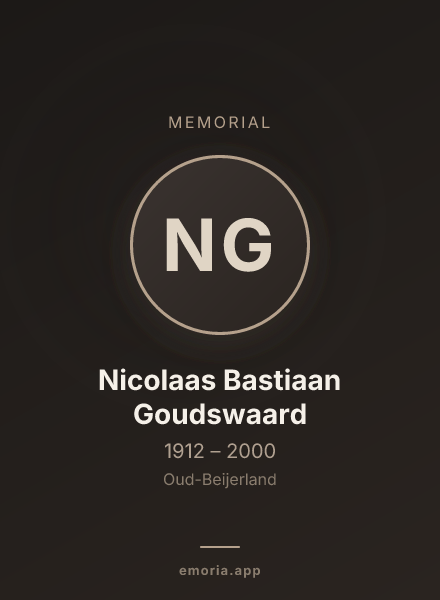 Memorial portrait of Nicolaas Bastiaan Goudswaard