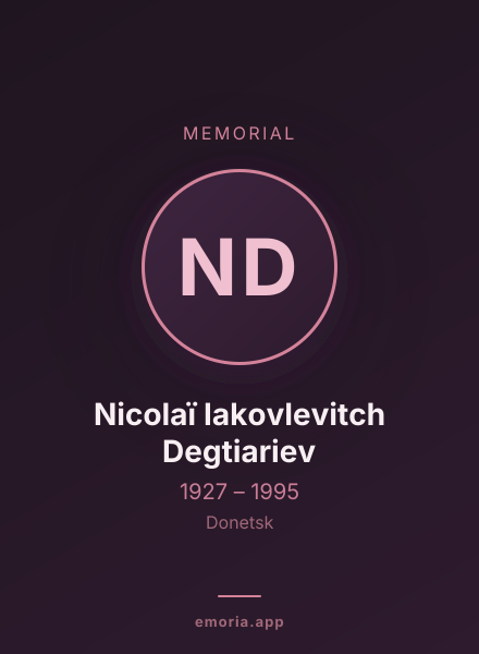 Memorial portrait of Nicolaï Iakovlevitch Degtiariev