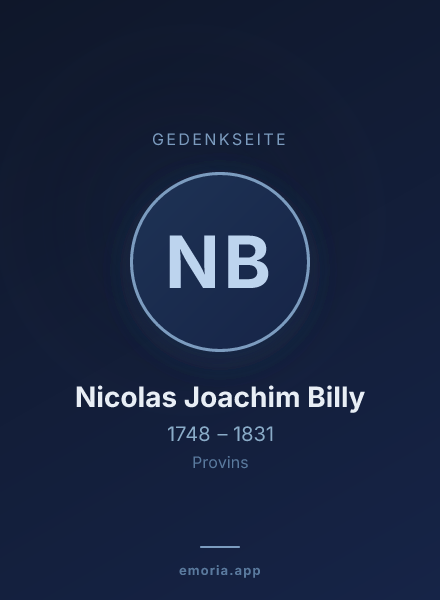 Gedenkportrait von Nicolas Joachim Billy