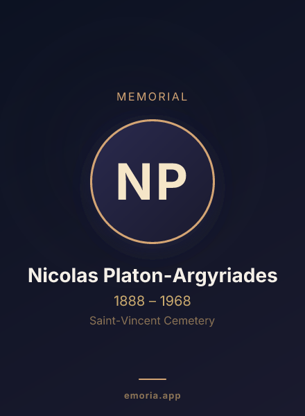 Memorial portrait of Nicolas Platon-Argyriades