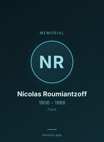 Memorial portrait of Nicolas Roumiantzoff