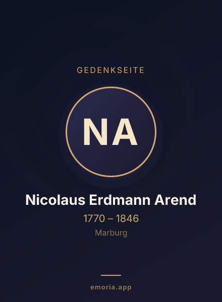 Gedenkportrait von Nicolaus Erdmann Arend