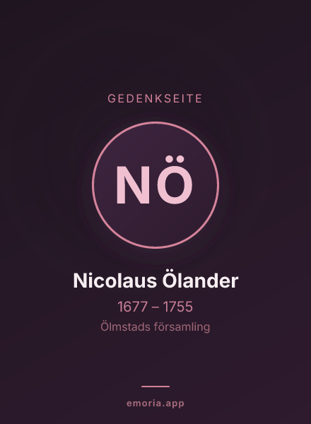 Gedenkportrait von Nicolaus Ölander