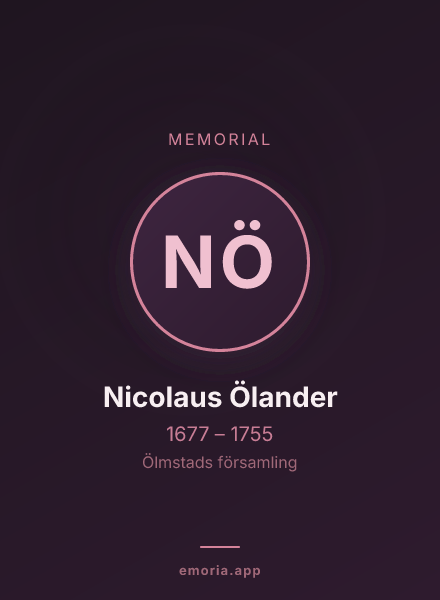 Memorial portrait of Nicolaus Ölander