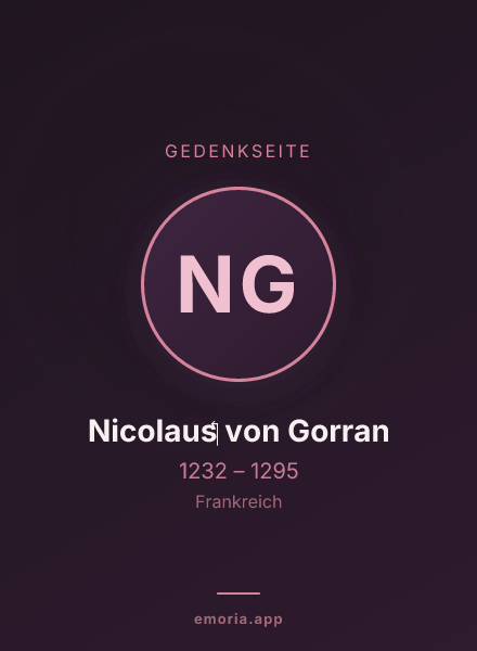 Gedenkportrait von Nicolaus‏ von Gorran