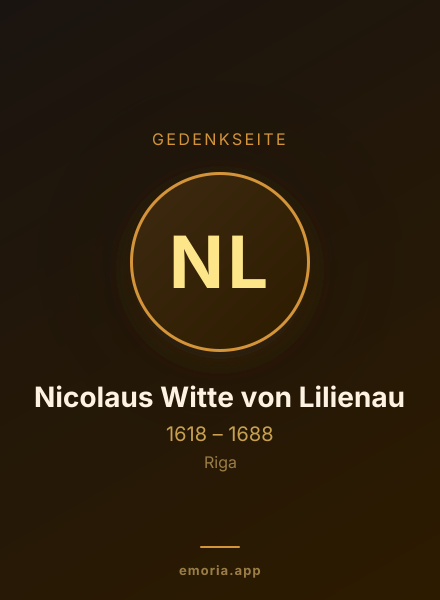 Gedenkportrait von Nicolaus Witte von Lilienau