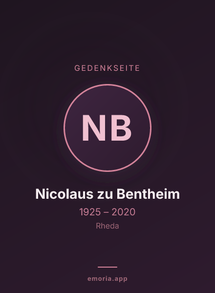 Gedenkportrait von Nicolaus zu Bentheim