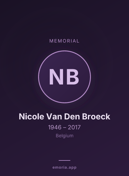 Memorial portrait of Nicole Van Den Broeck