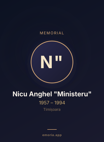 Memorial portrait of Nicu Anghel "Ministeru"