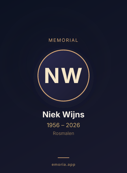 Memorial portrait of Niek Wijns