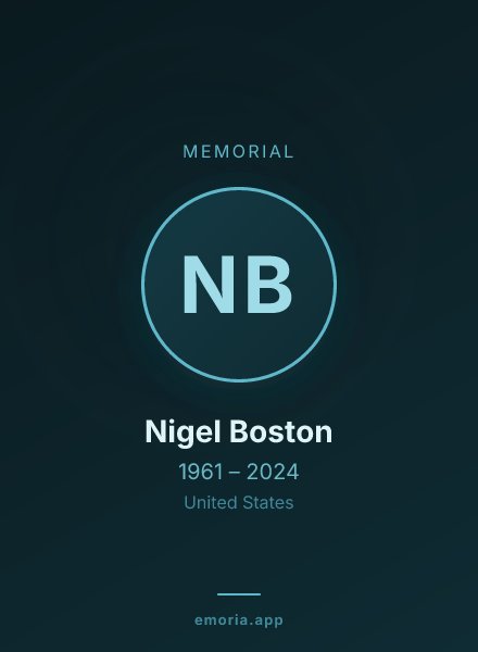 Memorial portrait of Nigel Boston