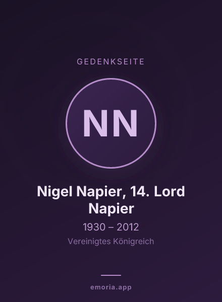 Gedenkportrait von Nigel Napier, 14. Lord Napier