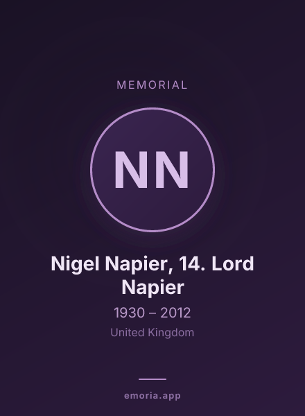 Memorial portrait of Nigel Napier, 14. Lord Napier