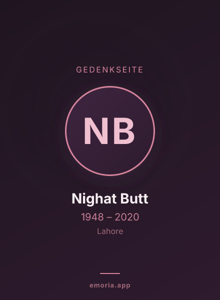 Gedenkportrait von Nighat Butt