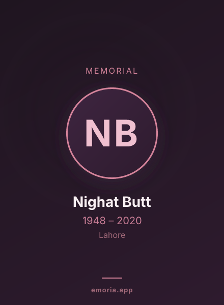 Memorial portrait of Nighat Butt