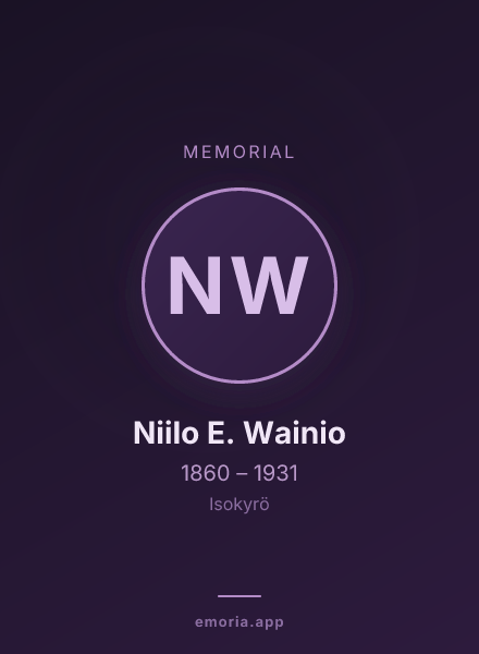 Memorial portrait of Niilo E. Wainio