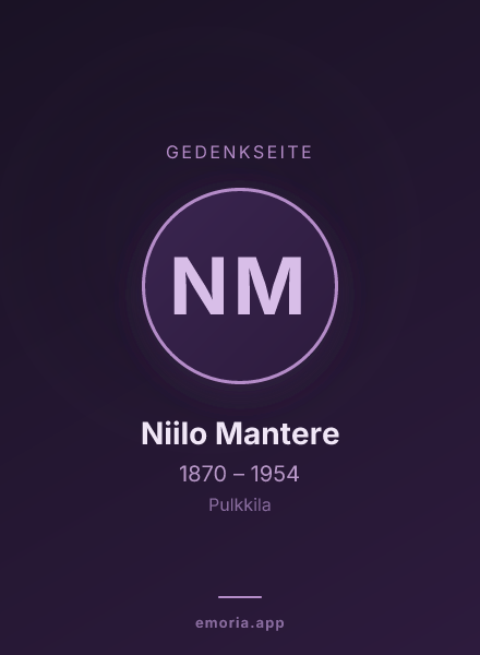 Gedenkportrait von Niilo Mantere