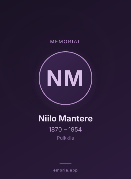 Memorial portrait of Niilo Mantere