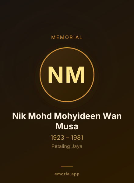 Memorial portrait of Nik Mohd Mohyideen Wan Musa