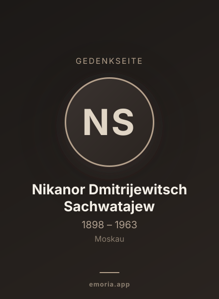 Gedenkportrait von Nikanor Dmitrijewitsch Sachwatajew