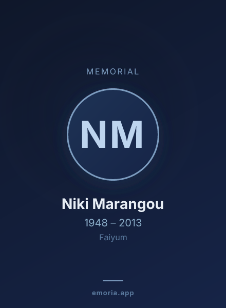 Memorial portrait of Niki Marangou