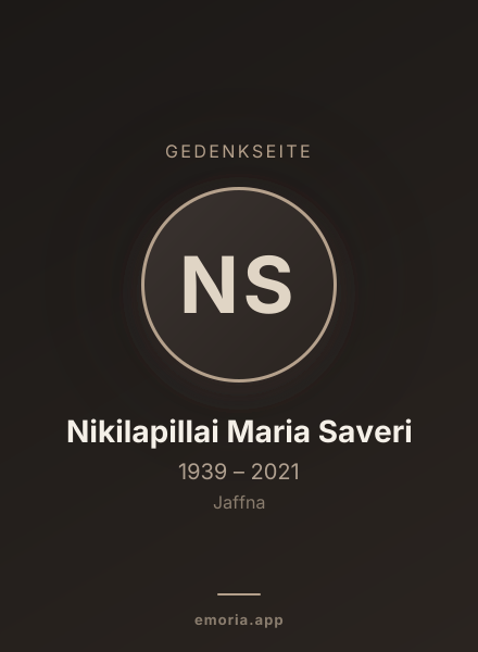 Gedenkportrait von Nikilapillai Maria Saveri