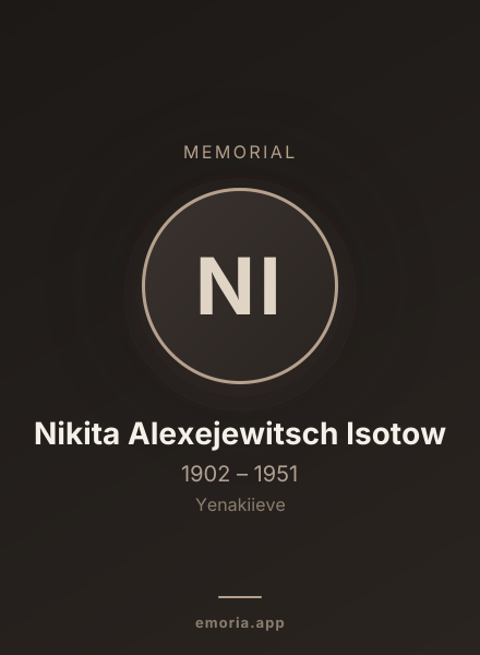 Memorial portrait of Nikita Alexejewitsch Isotow