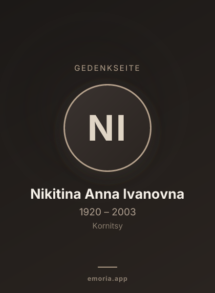 Gedenkportrait von Nikitina Anna Ivanovna
