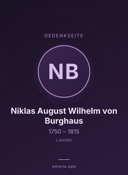 Gedenkportrait von Niklas August Wilhelm von Burghaus