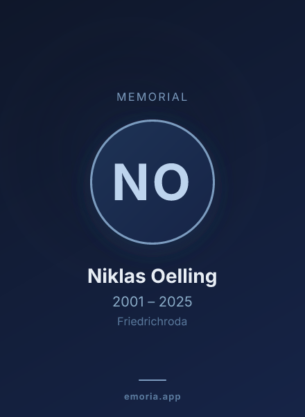 Memorial portrait of Niklas Oelling