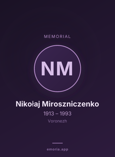 Memorial portrait of Nikołaj Miroszniczenko
