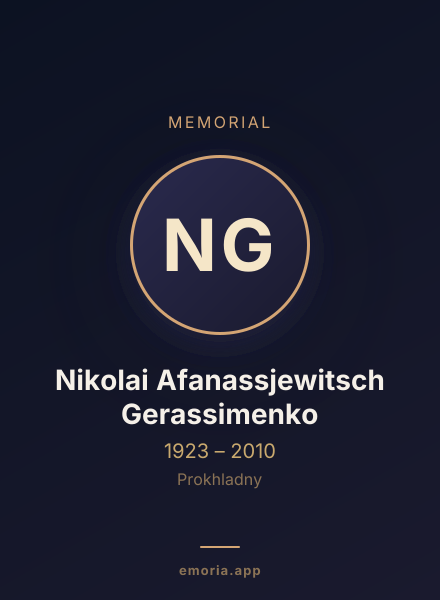 Memorial portrait of Nikolai Afanassjewitsch Gerassimenko