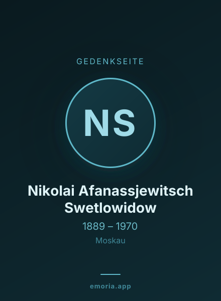 Gedenkportrait von Nikolai Afanassjewitsch Swetlowidow