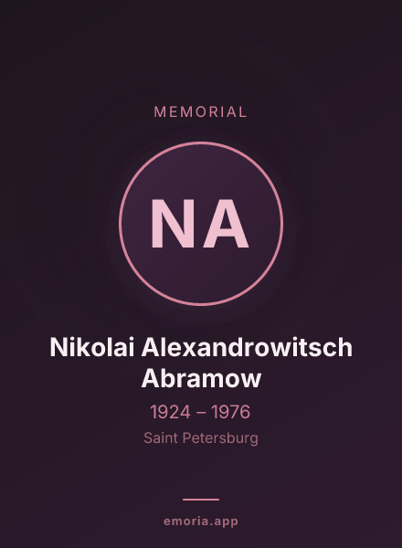 Memorial portrait of Nikolai Alexandrowitsch Abramow