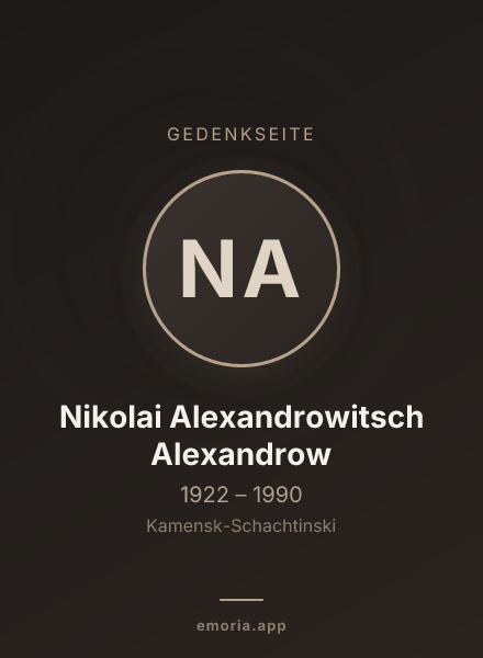 Gedenkportrait von Nikolai Alexandrowitsch Alexandrow