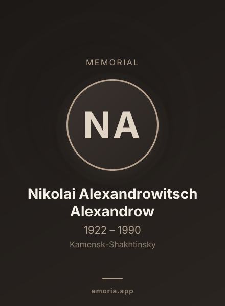 Memorial portrait of Nikolai Alexandrowitsch Alexandrow