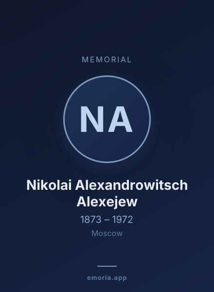 Memorial portrait of Nikolai Alexandrowitsch Alexejew
