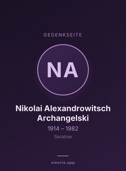 Gedenkportrait von Nikolai Alexandrowitsch Archangelski