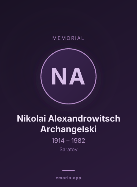 Memorial portrait of Nikolai Alexandrowitsch Archangelski