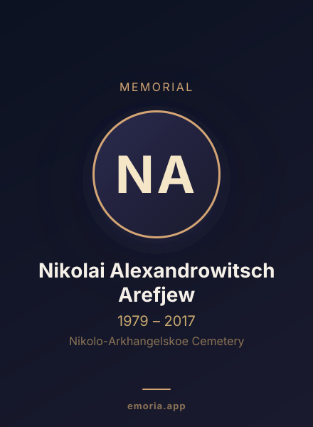 Memorial portrait of Nikolai Alexandrowitsch Arefjew